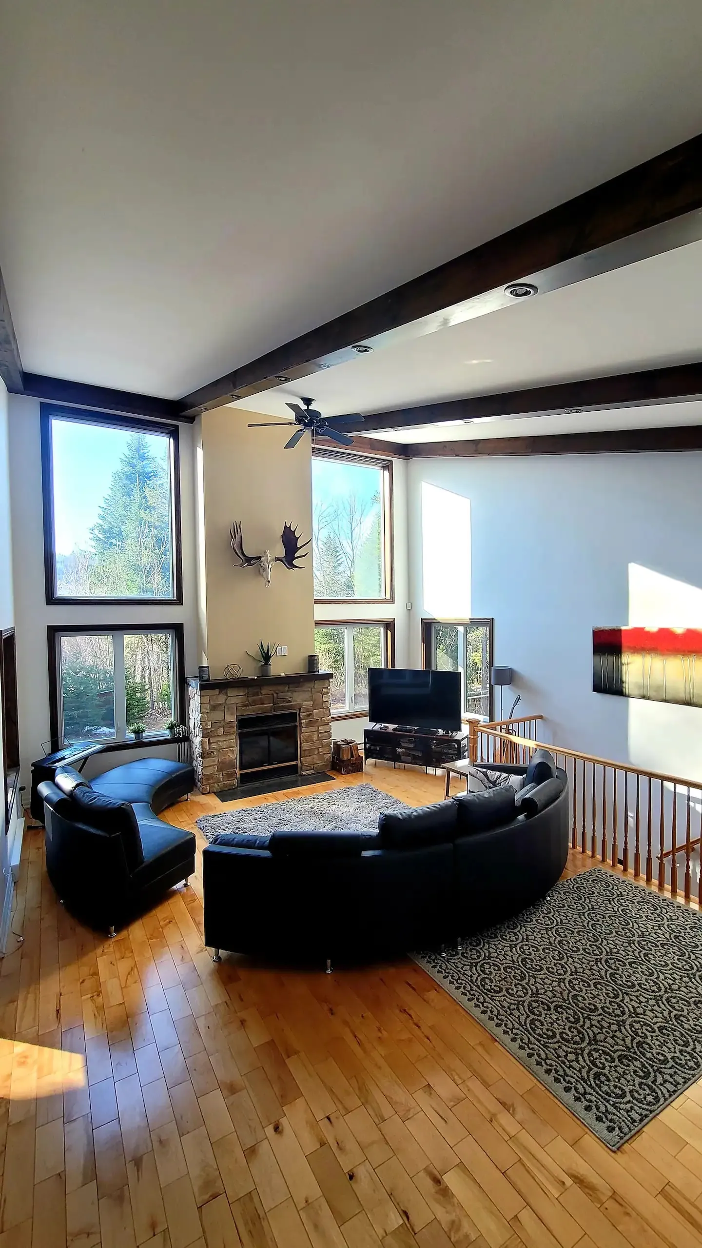Spacious living room with panoramic windows